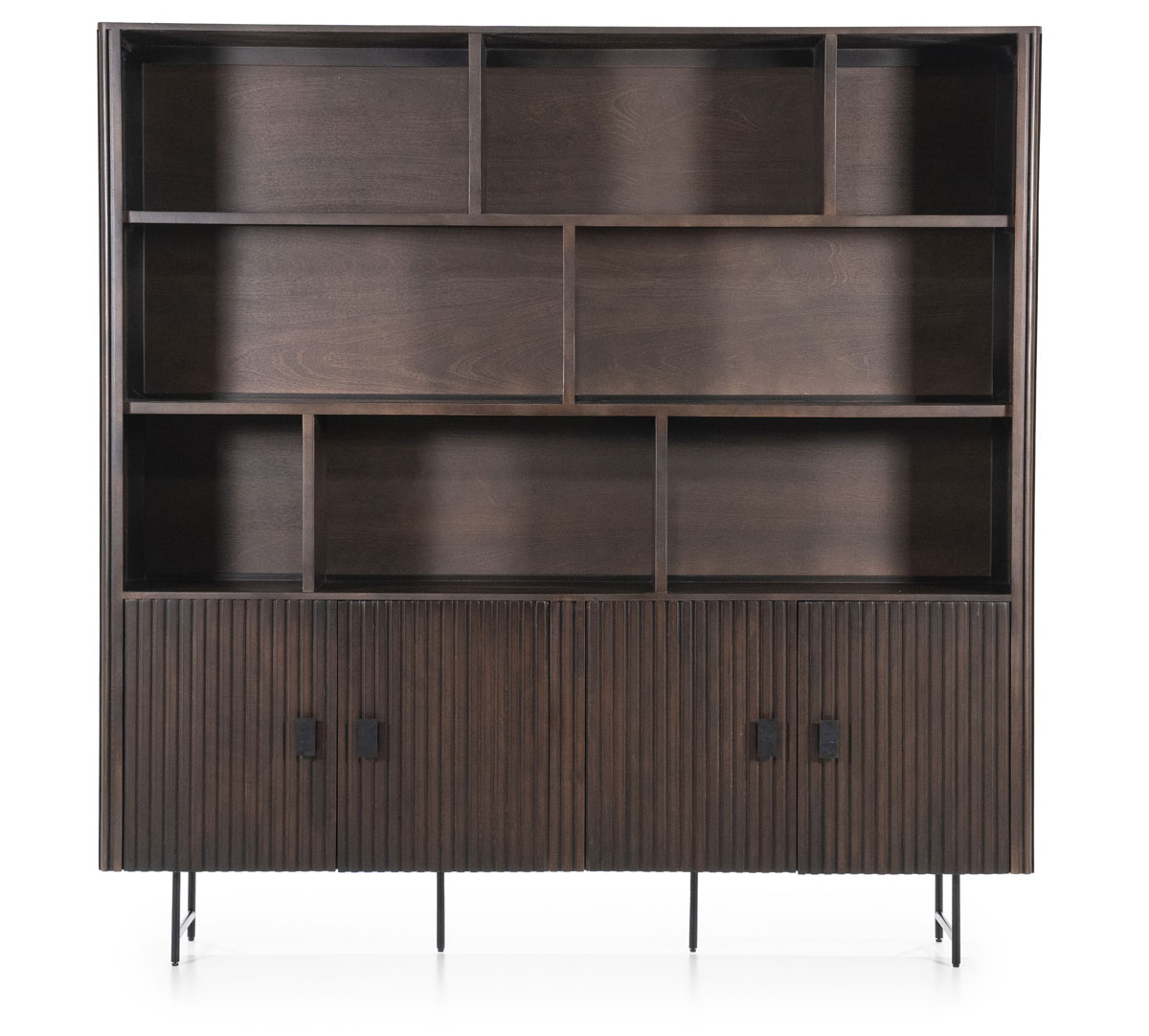 Bücherschrank Schrank Remi 4-türig Mangoholz braun