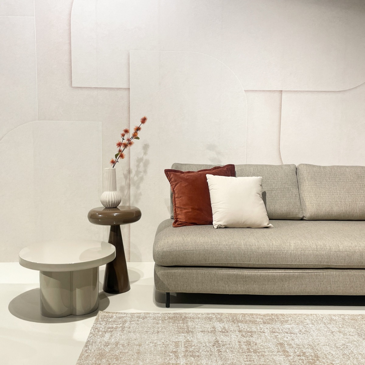 Couchtisch Noa rund Ø 56 cm Metall Off White Anstelltisch Sofatisch Beistelltisch