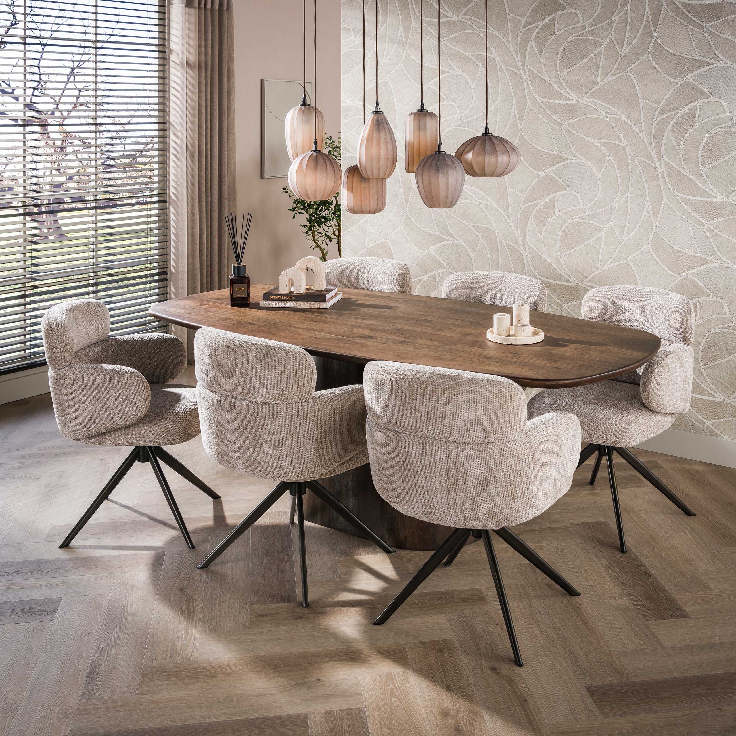 Esstisch SANO dänisch oval massiv Akazie braun 215 cm  