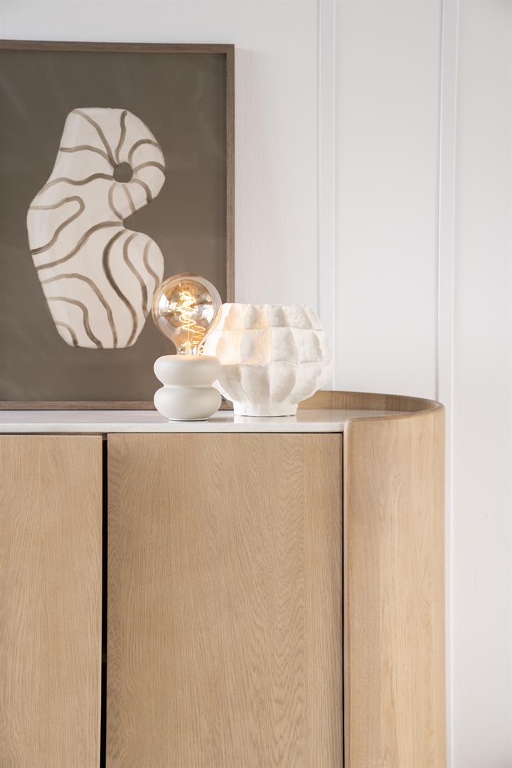 Highboard Don mit 2 Türen Eiche Holz Furnier hellbraun Marmor