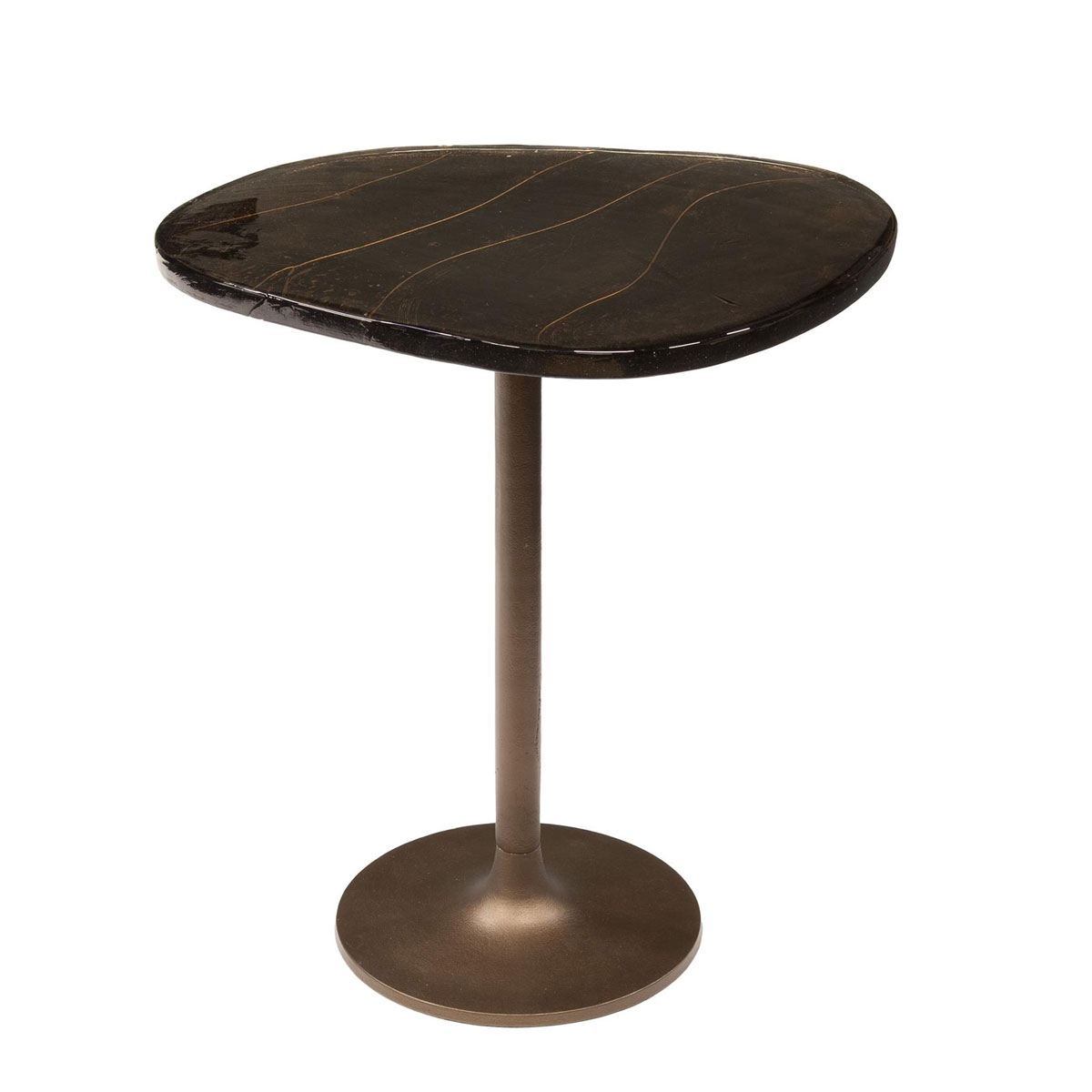 Beistelltisch Ellipse M Metall Glas Kupfer antik Finish