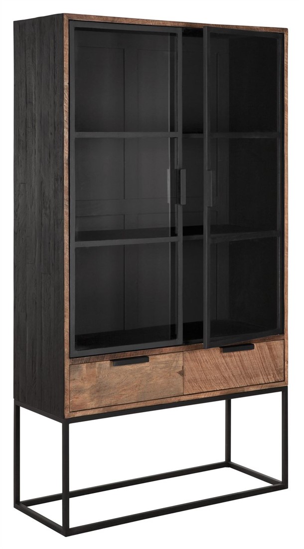 Vitrine Vitrinenschrank Cosmo H 180 cm recyceltes Teakholz 