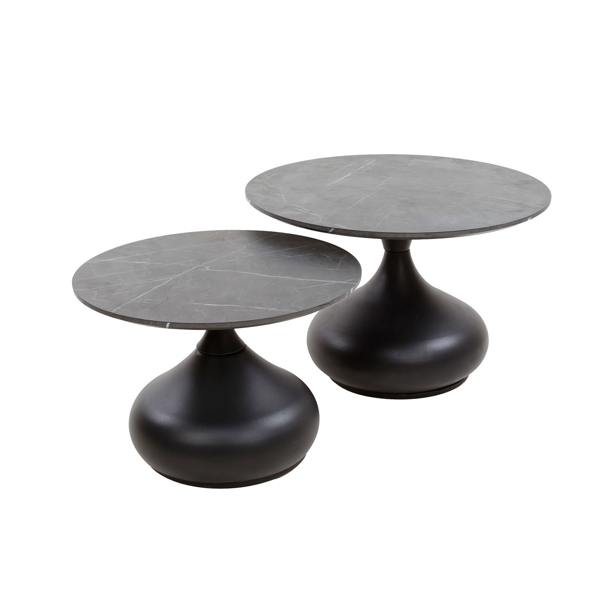 2er Set Couchtisch Hill trompetenform Melaminbeschichtung Keramikoptik