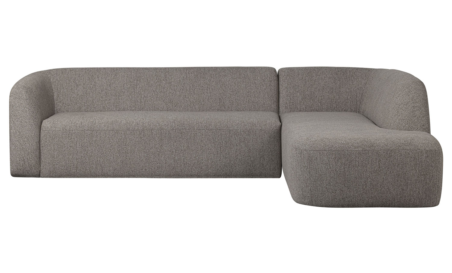 Eckgarnitur Sloping Chenille grau melange Ecksofa Longchair rechts