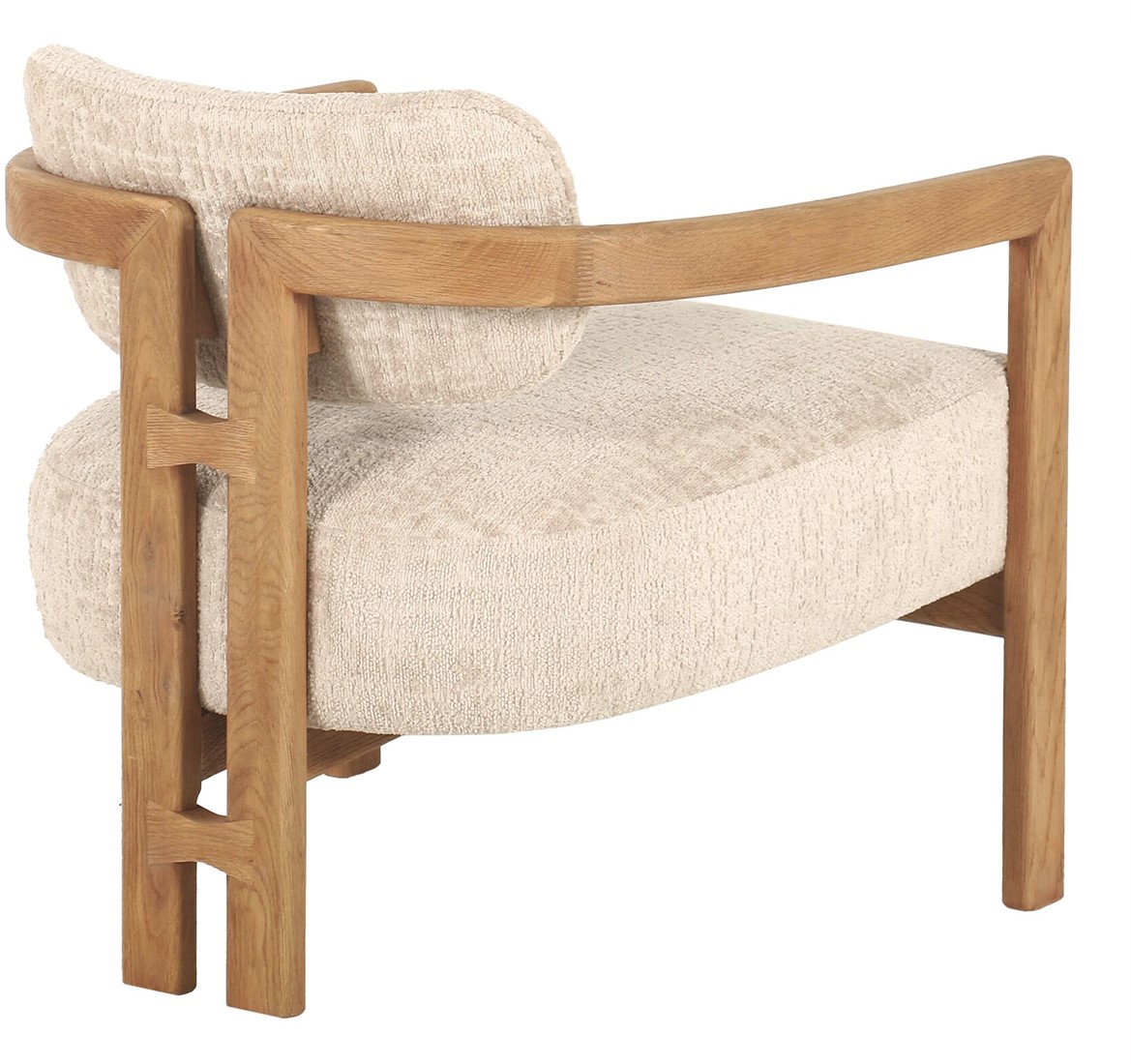 Lounge Sessel Kelly Chenille sand Holzgestell natur