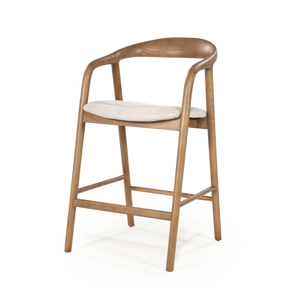 Barstuhl Rayven SH 65 cm Barhocker Esche Massivholz Bezug beige