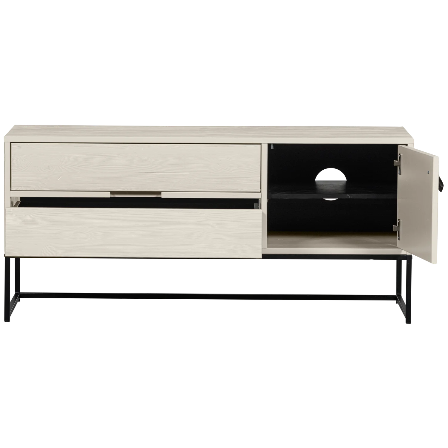TV Möbel Lowboard SILAS 150 cm Kiefernholz staubgrau Metall