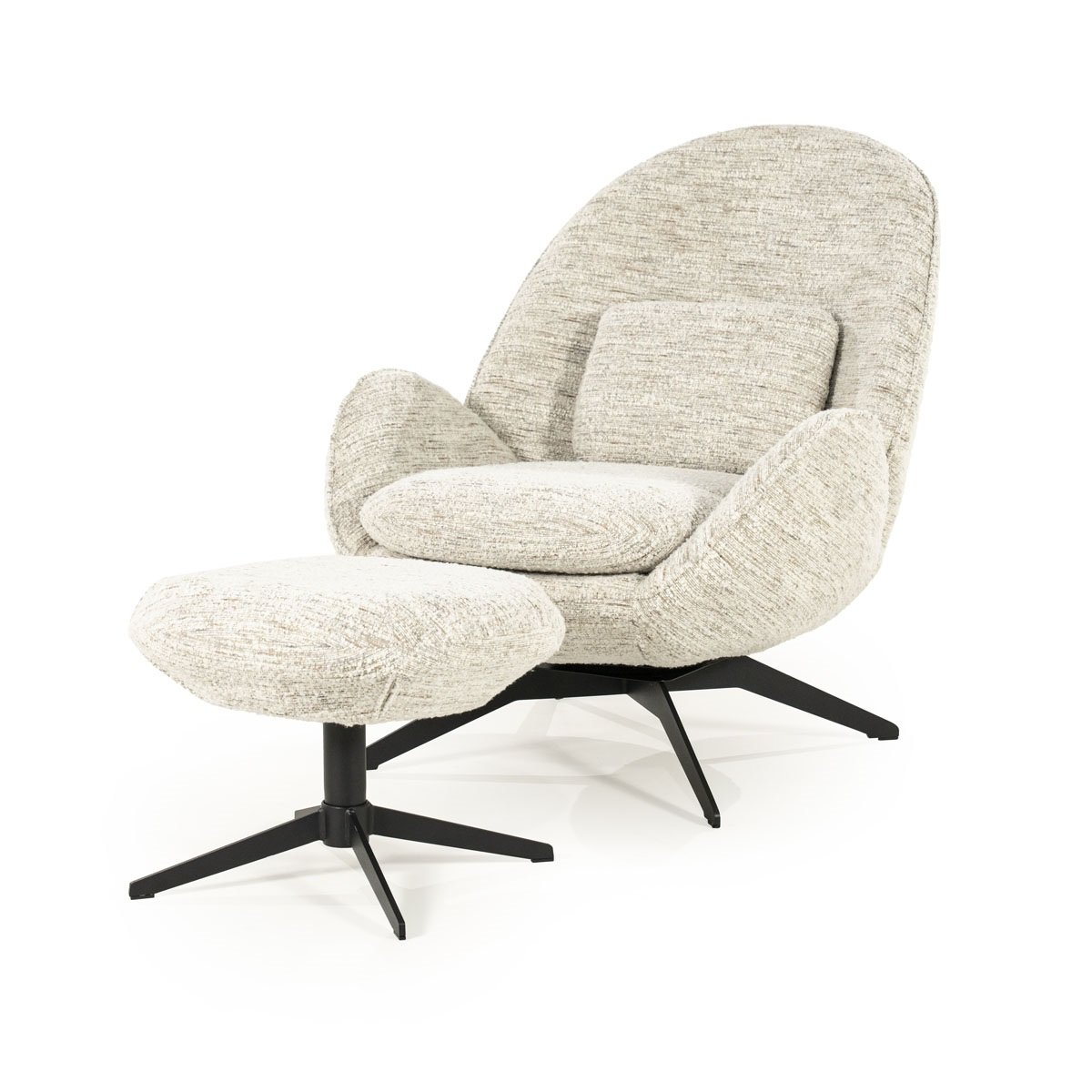 Sessel Ryan Stoff beige mit Hocker Relaxsessel Fernsehsessel