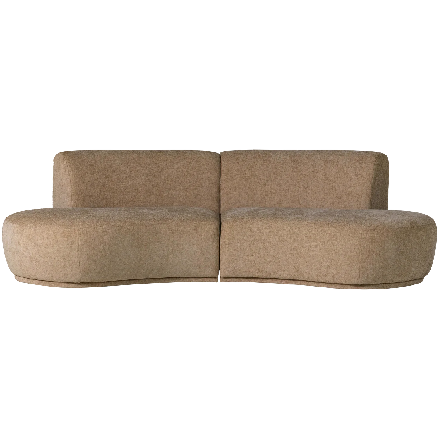 4 Sitzer Sofa BATAVIER halbrund Velvet Melange hellbraun