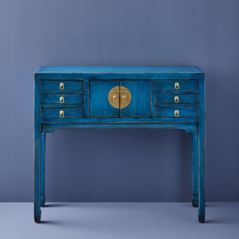 Konsolentisch Majesté 100 cm Ulmen- und Kiefernholz vintage blau
