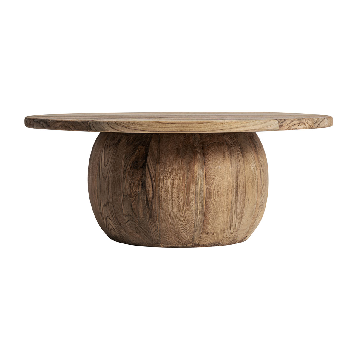 Couchtisch ERLOY II rund Ø 90 cm recyceltes Teakholz