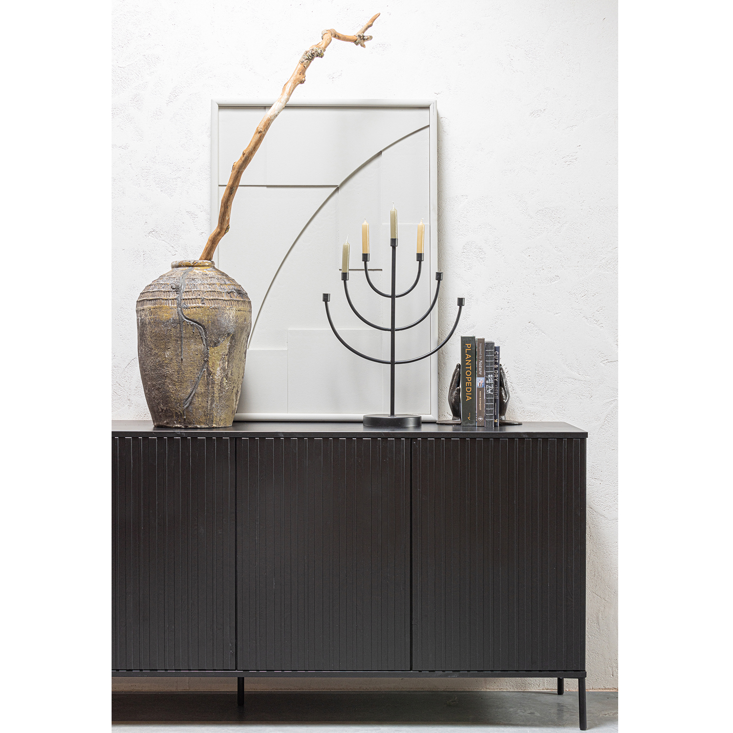 Sideboard New Gravure 200 cm Kiefernholz schwarz