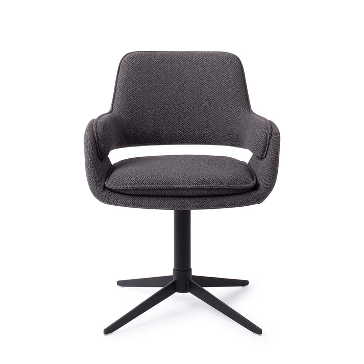 Esszimmerstuhl Oketo drehbar – Indigo Ink mit Gestell in Metall schwarz