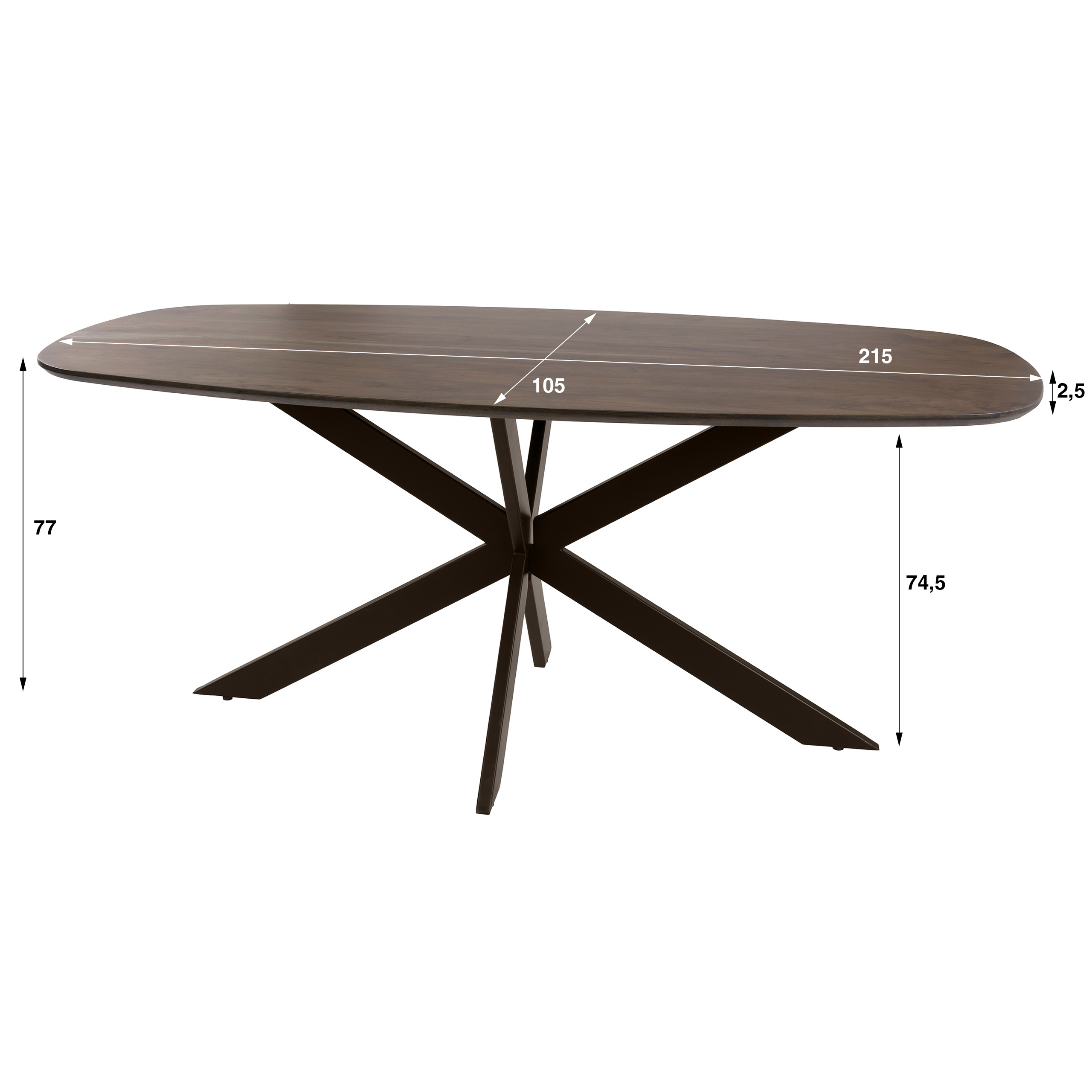 Esstisch SVENDBORG oval 215 cm Akazie braun 