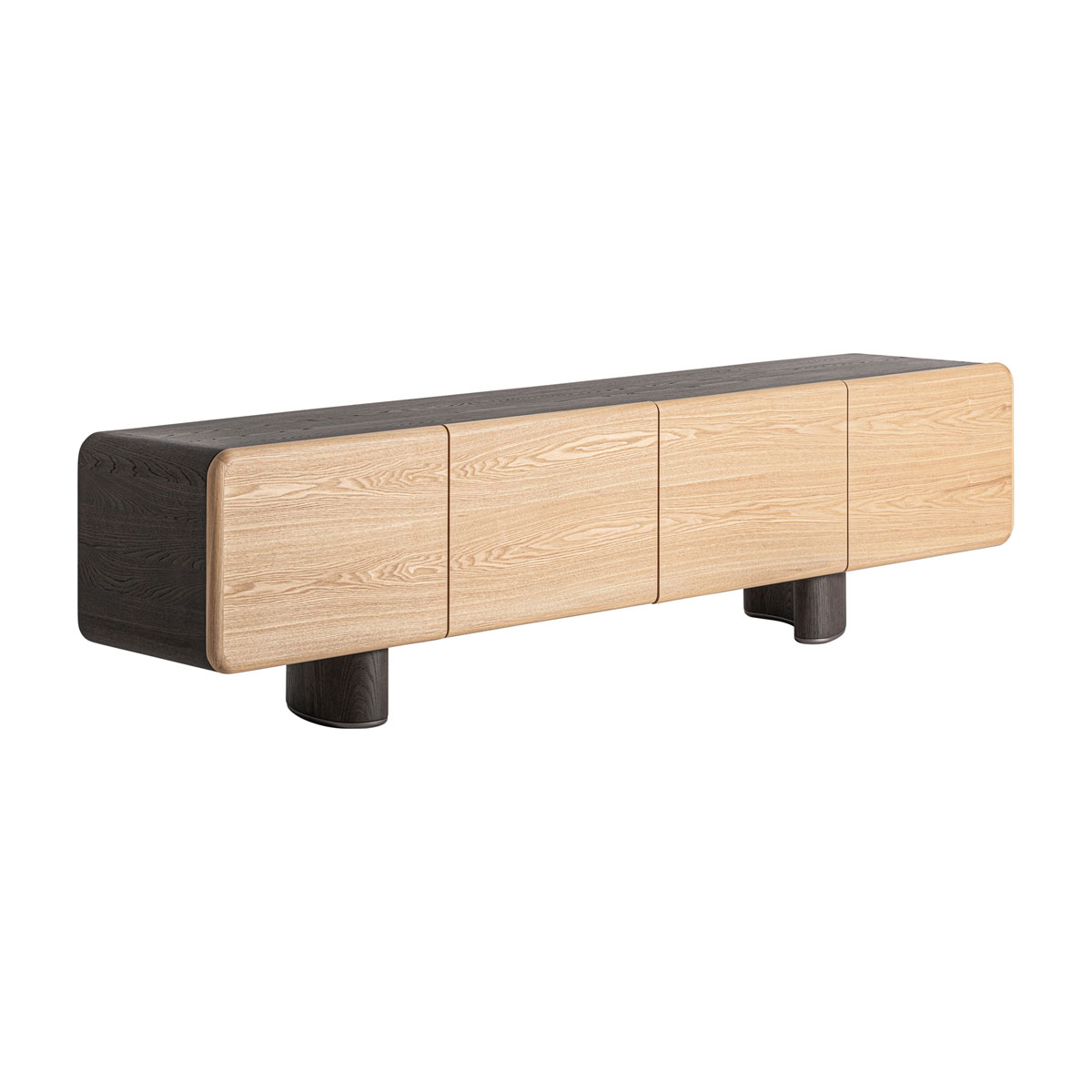TV Möbel LANEO 220 cm Holzdekor hellbraun Kommode Lowboard