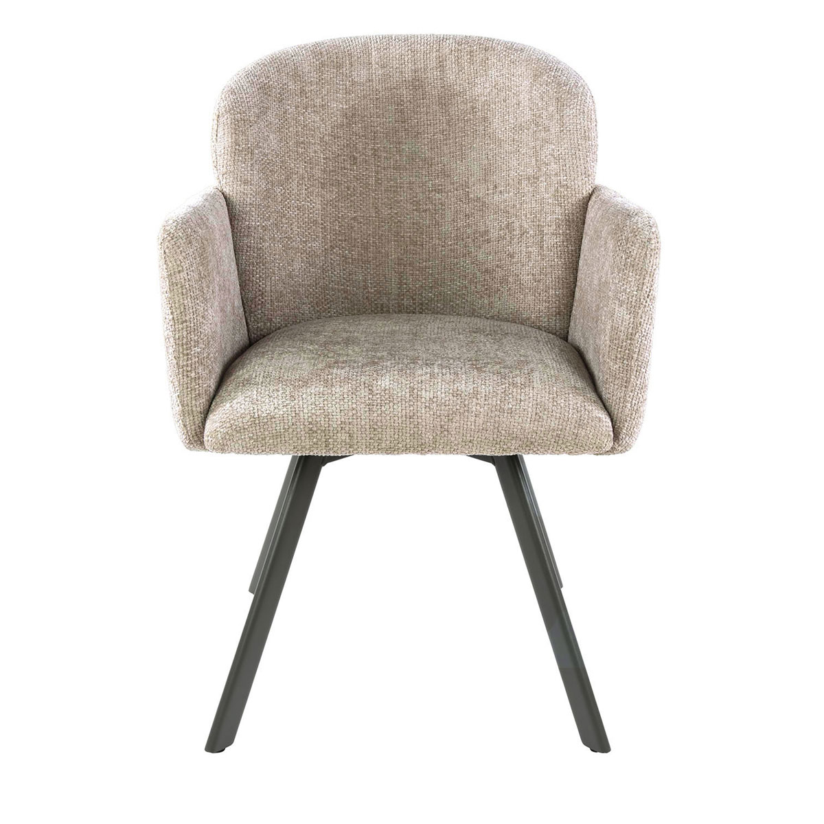 2er Set Armlehnstuhl GRACIA drehbar Chenille Stoff sandfarben