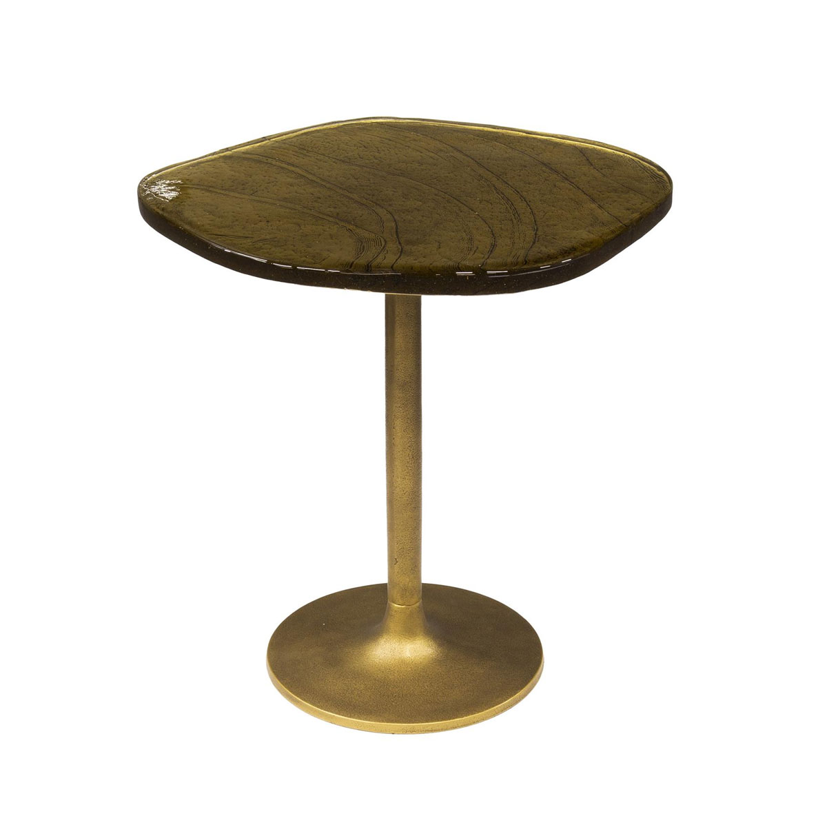 Beistelltisch Ellipse S Metall Glas Gold antik Finish