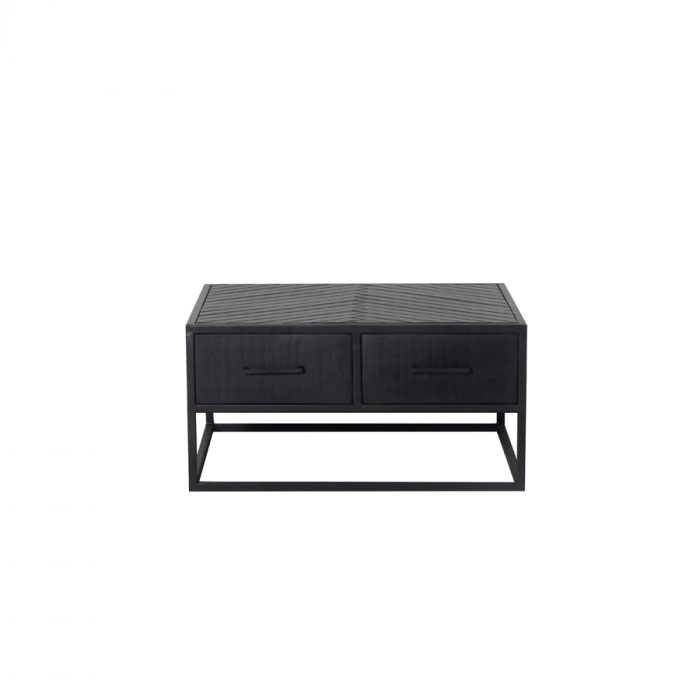 Couchtisch BOB 80 x 80 cm Mangoholz Fischgrät schwarz