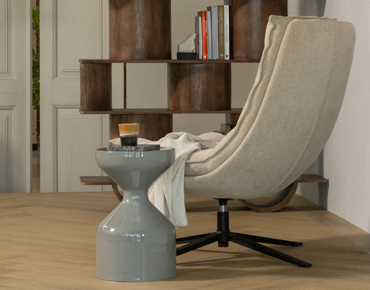 Beistelltisch FLOYD Ø 30 cm Metall hellgrau Couchtisch Anstelltisch