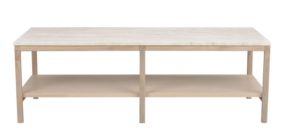 Couchtisch Eiche Tischplatte beige Travertin 140 cm