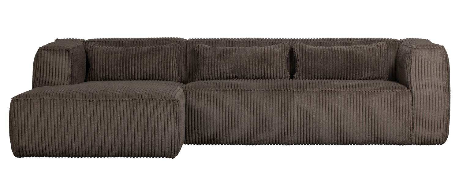 Ecksofa BEAN Rib Cord schlammfarben Longchair links