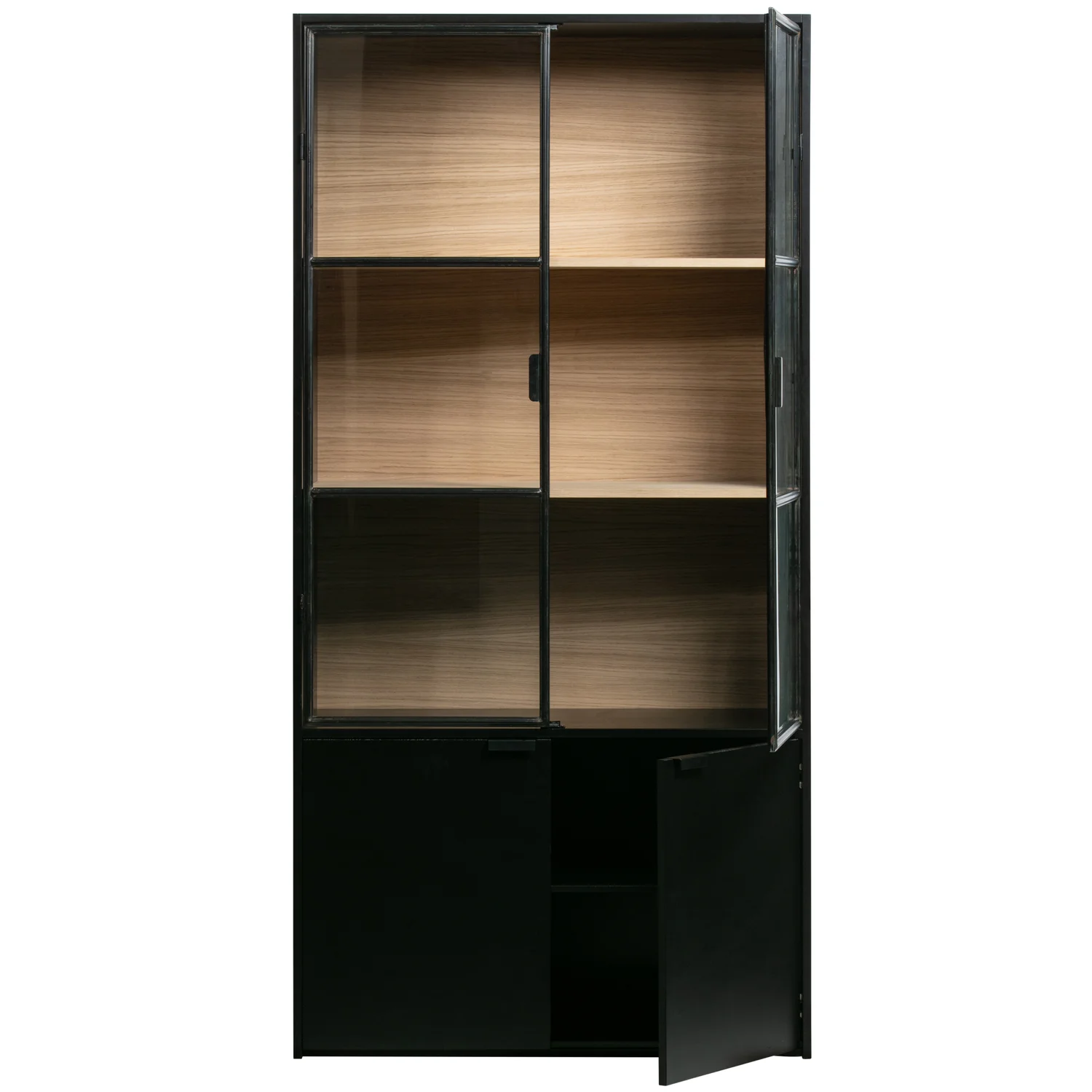 Vitrinenschrank SIVAN H 200 cm Schrank Holzschrank Kiefernholz schwarz