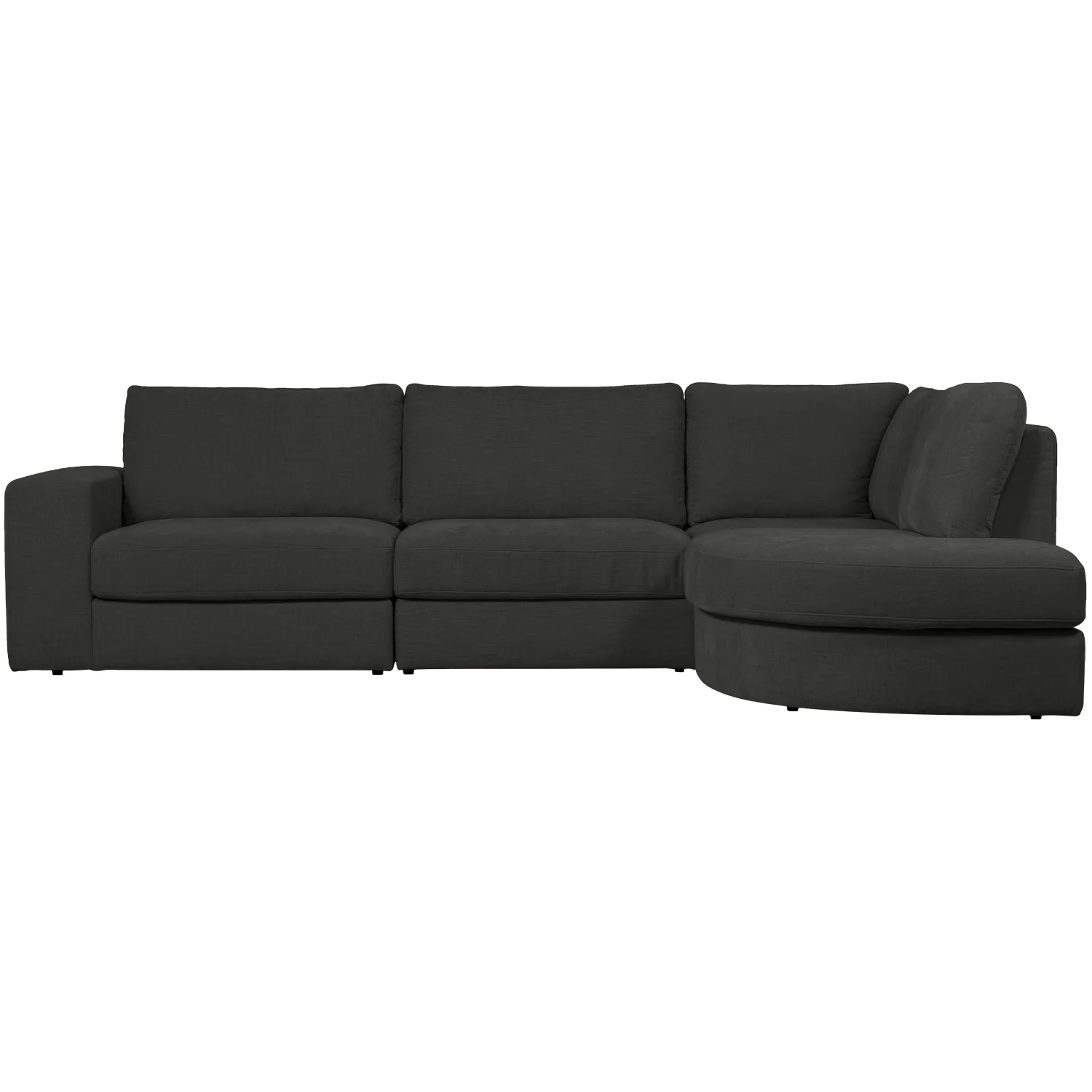 Ecksofa FAMILY Webstoff anthrazit Recamiere mit Rundung rechts