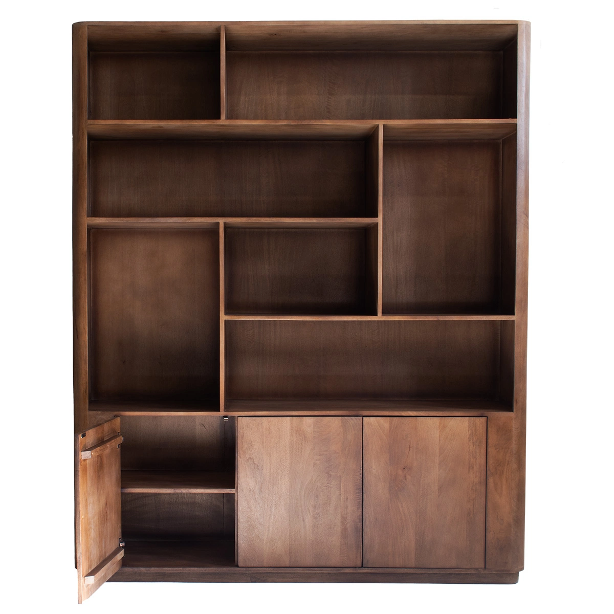 Wandschrank Regal Linn H 220 cm Mangoholz dunkelbraun Schrank