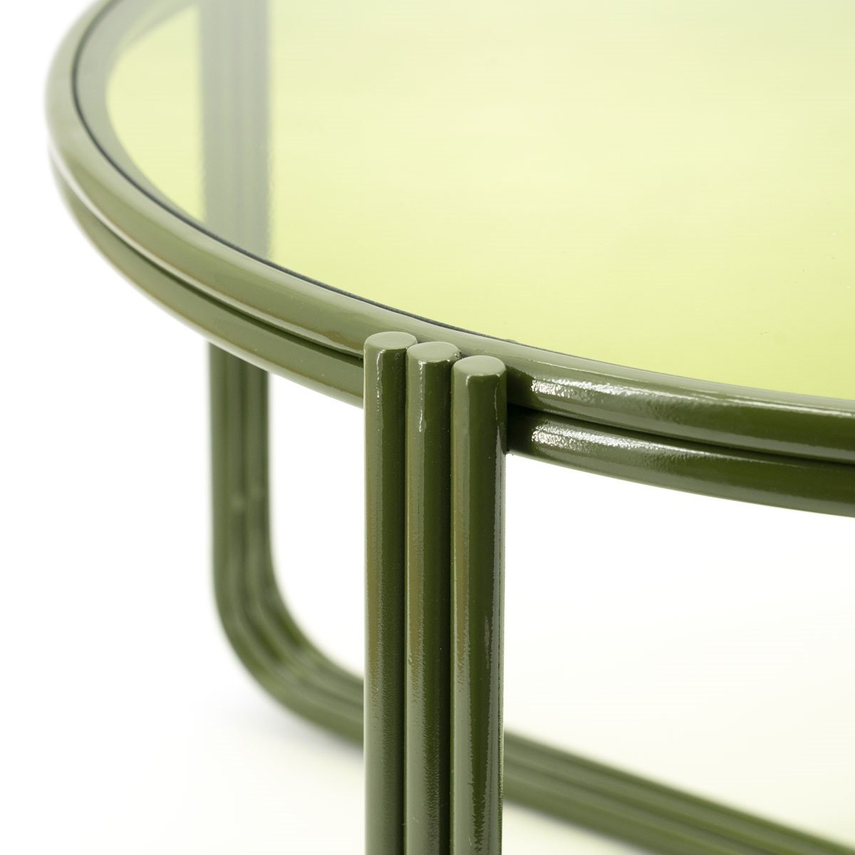 Beistelltisch Groovy Ø 63 cm Glas Metall grün Couchtisch