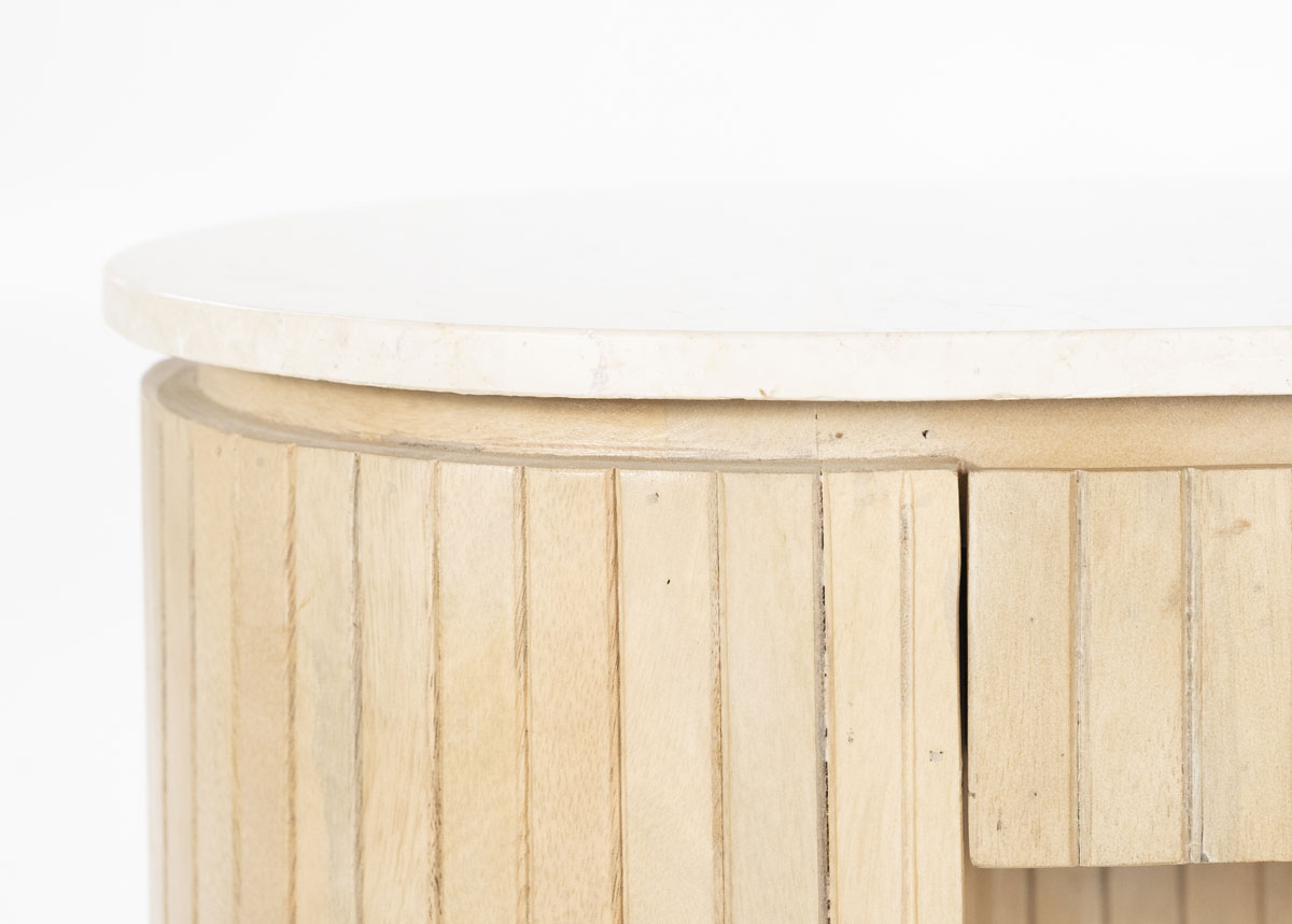 Schreibtisch Mari 129 x 60 cm Mangoholz hellbraun Marmor