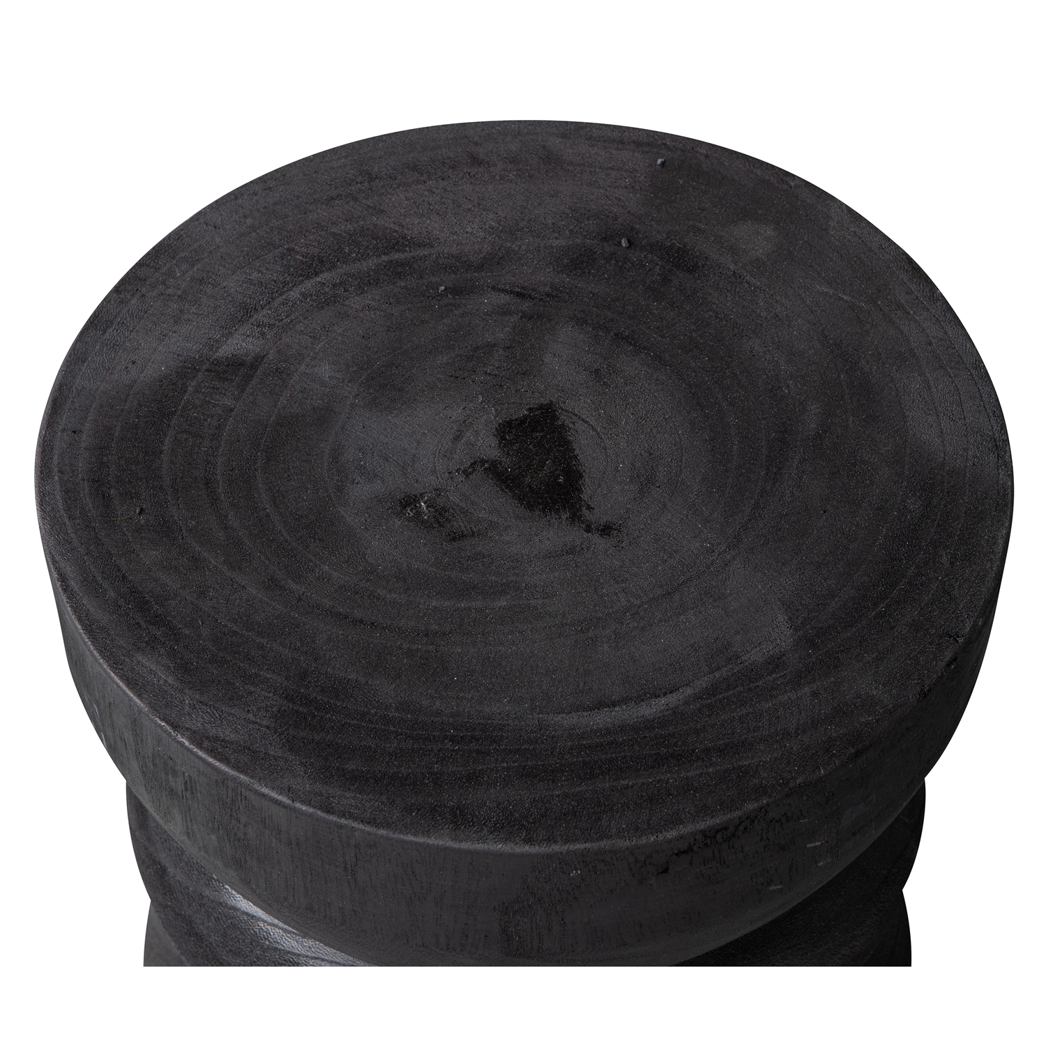 Woood 2er Set Hocker Bikkel Ø 28 cm Paulownien Holz schwarz Holzhocker