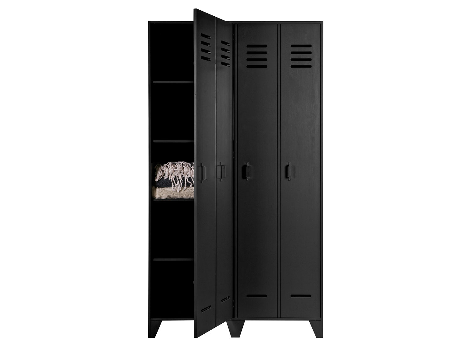 woood Schrank Spindschrank STIJN Kiefer schwarz