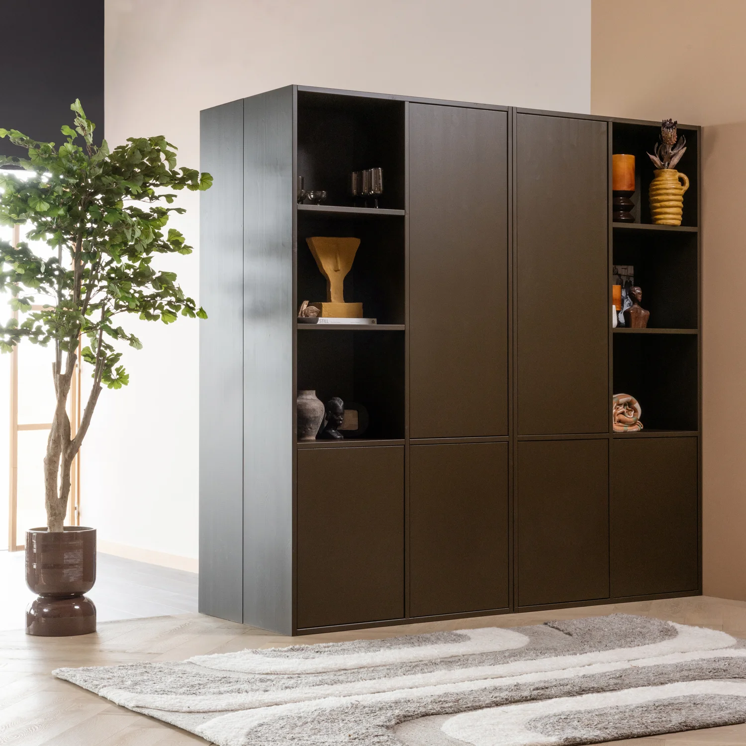 Schrank MEGGY rechts geschlossen 108 cm Holzschrank Kiefer Massiv mittelbraun