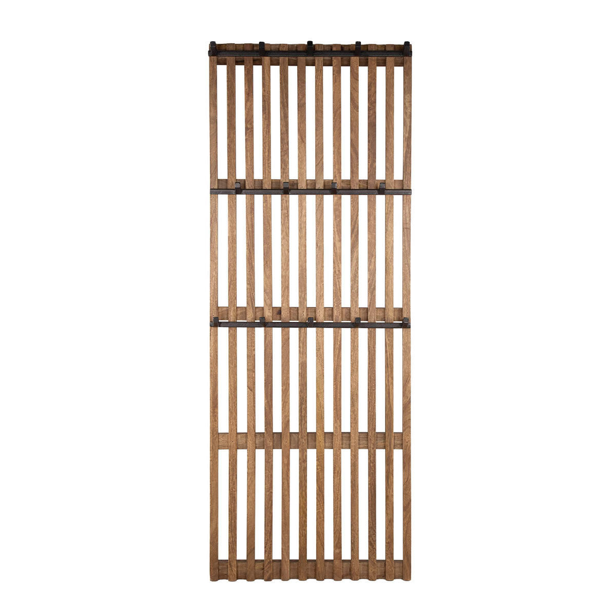 Wandgarderobe Strong H 160 cm 14 Haken Mango Massivholz Metall