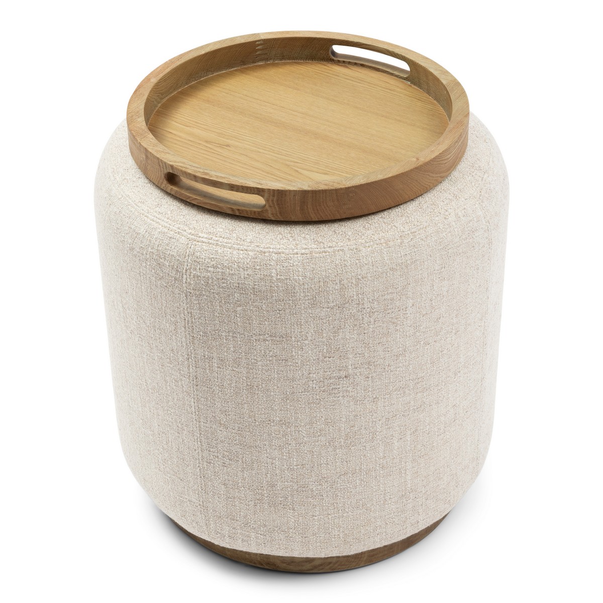 Rivièra Maison Pouf Babylon mit Tablett Small Weiß/Natur
