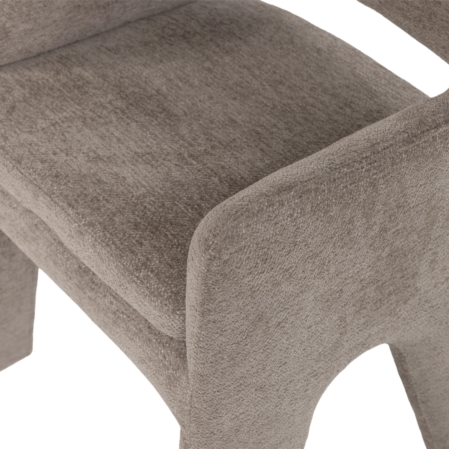 Armlehnstuhl BIGFOOT Chenille Stoff taupe Esstischstuhl