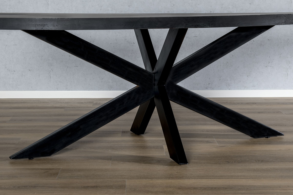 Esstisch oval 240 x 110 cm Spider Mangoholz schwarz