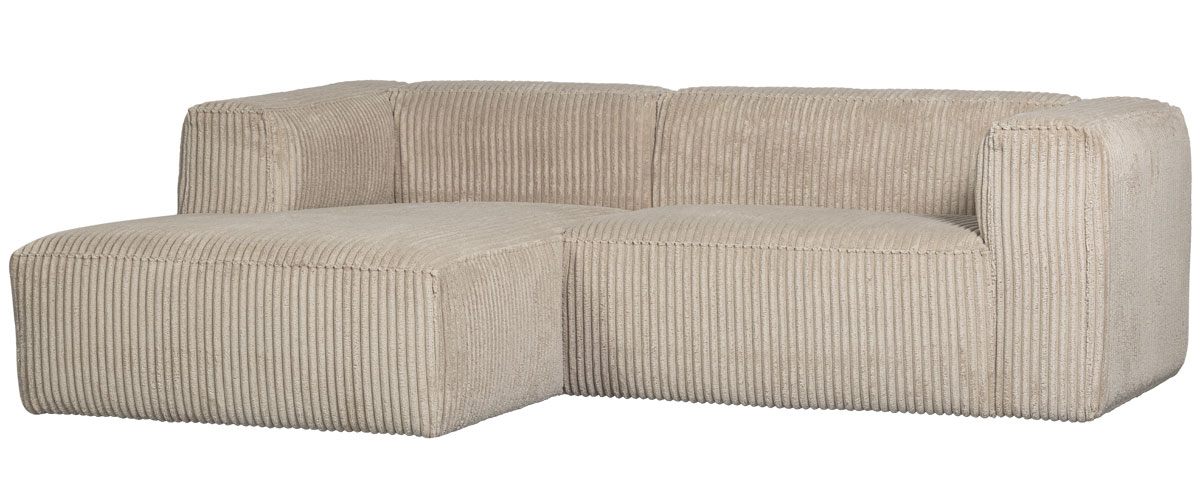 Ecksofa BEAN Ribcord Travertin Longchair links
