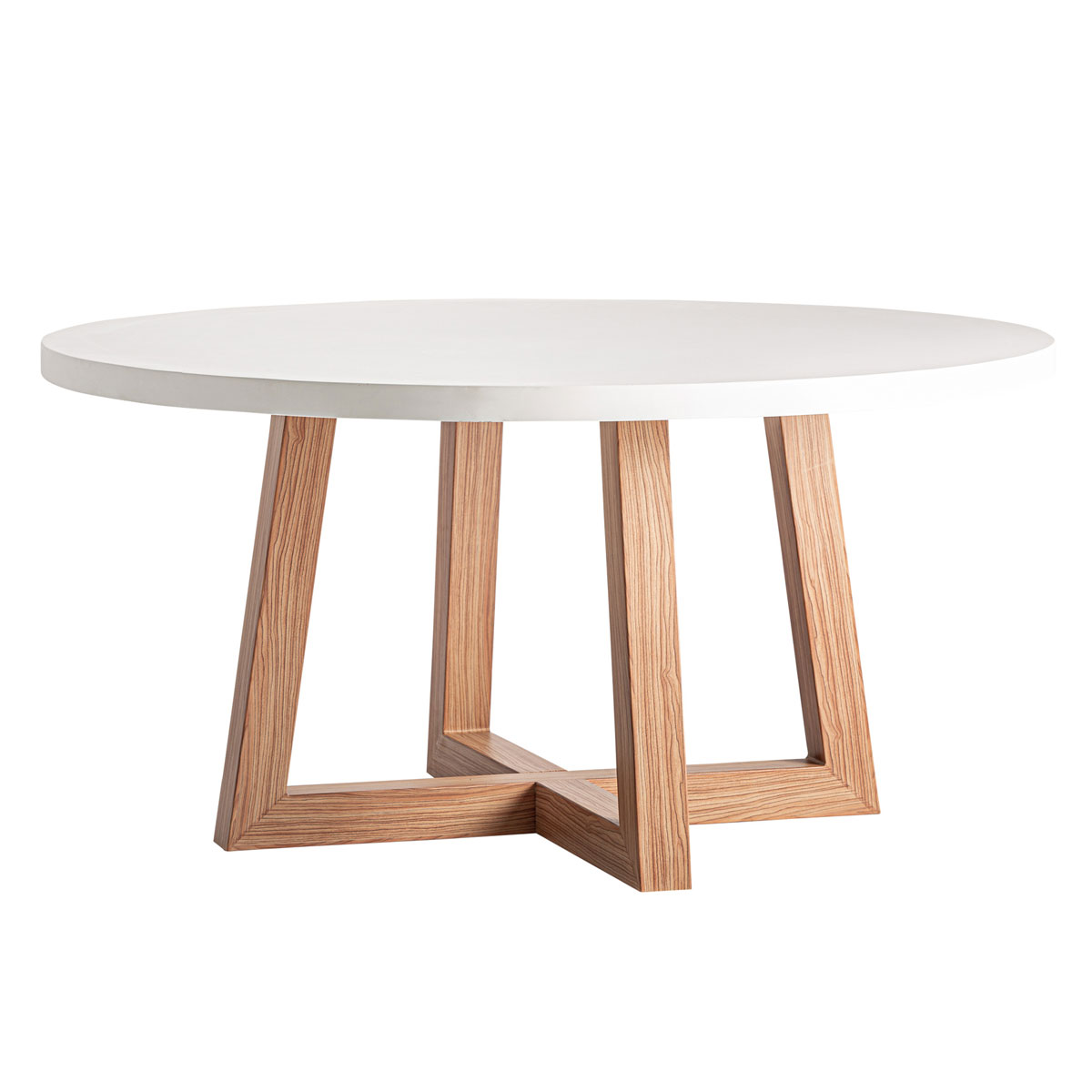 Esstisch KOSHENA rund Ø 152 cm cremeweiße Betonplatte- Aluminiumgestell 