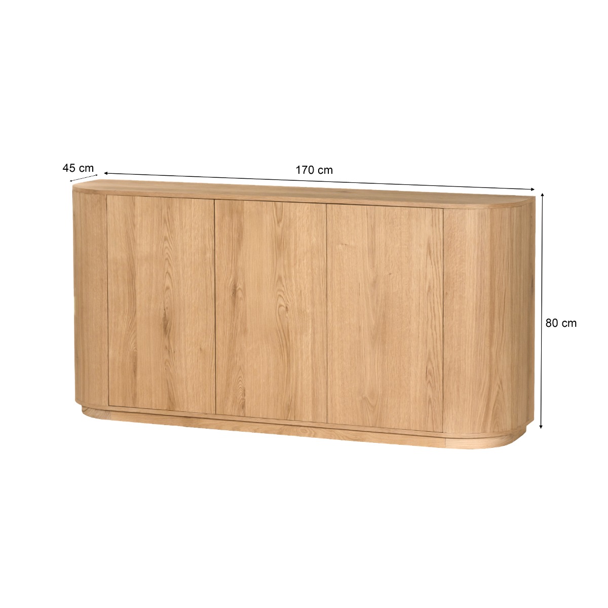 Sideboard Novero 170 cm Eichenholzfurnier natur Kommode