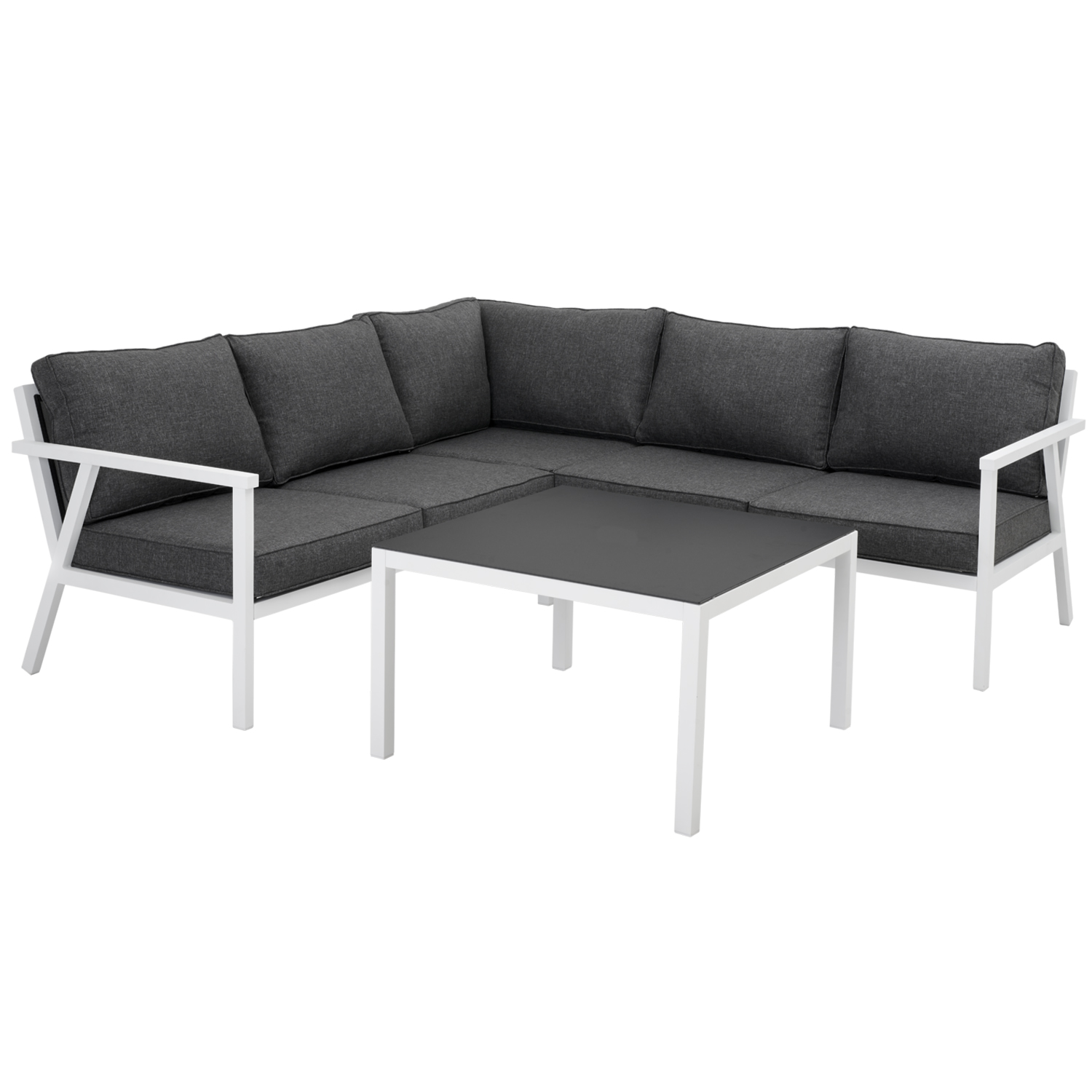 Garten Lounge Set RANA weiß Sitzgruppe Aluminium inkl.Polster