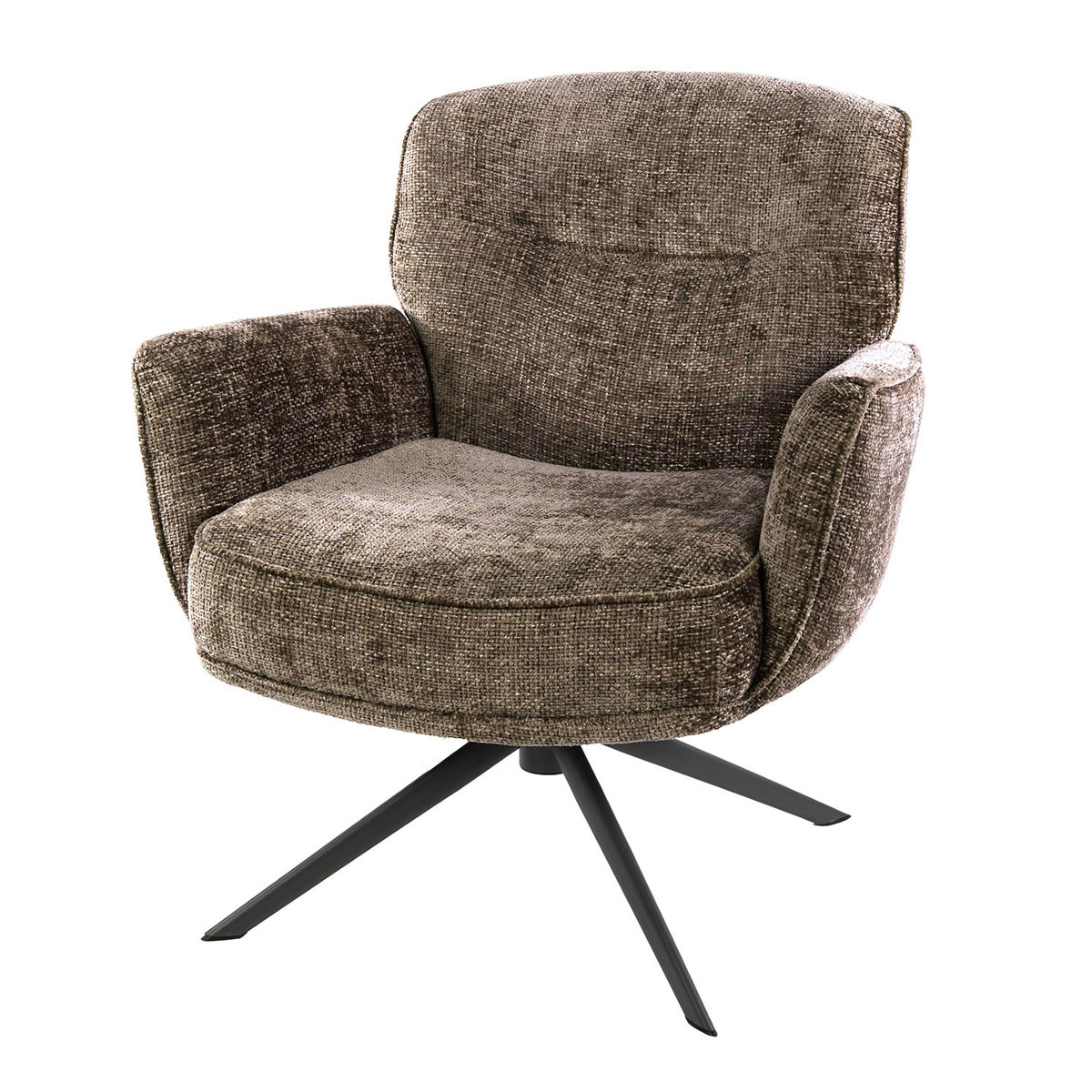 Sessel LORENZO drehbar weiches Chenille champagner Drehsessel Relaxsessel