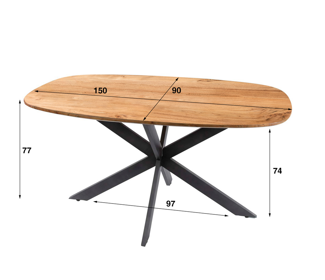 Esstisch SVENDBORG oval 150 cm Akazie natur