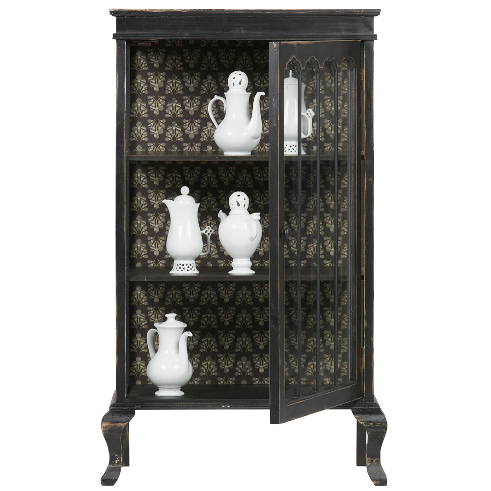 Vitrinenschrank ODD Vintage schwarz Vitrine Schrank