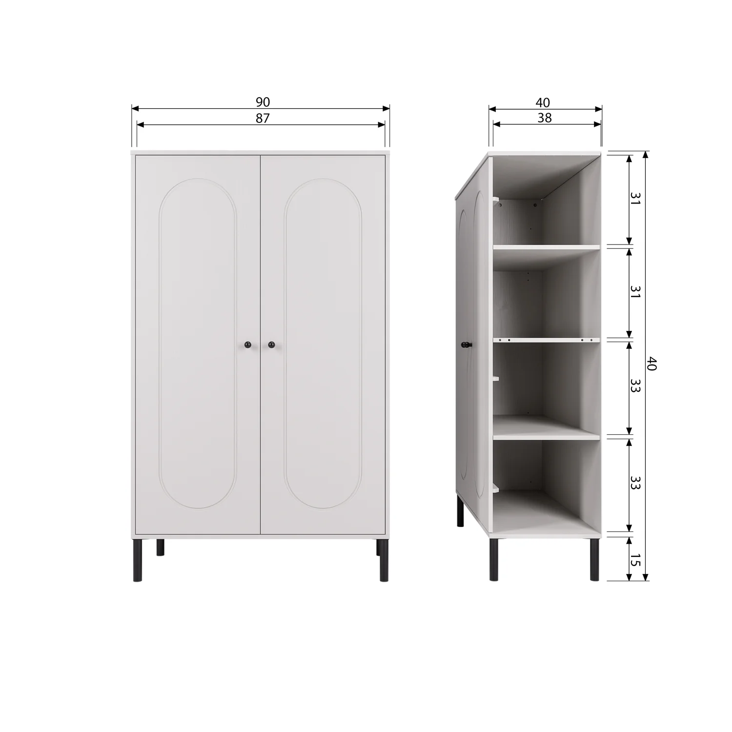 Schrank XINA Holzschrank H 149 cm Kiefer Massiv wolkengrau