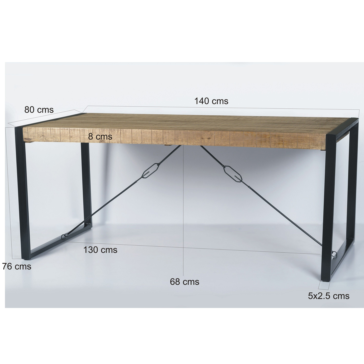 Esstisch Nairobi 140 x 80 cm Mangoholz Metall schwarz