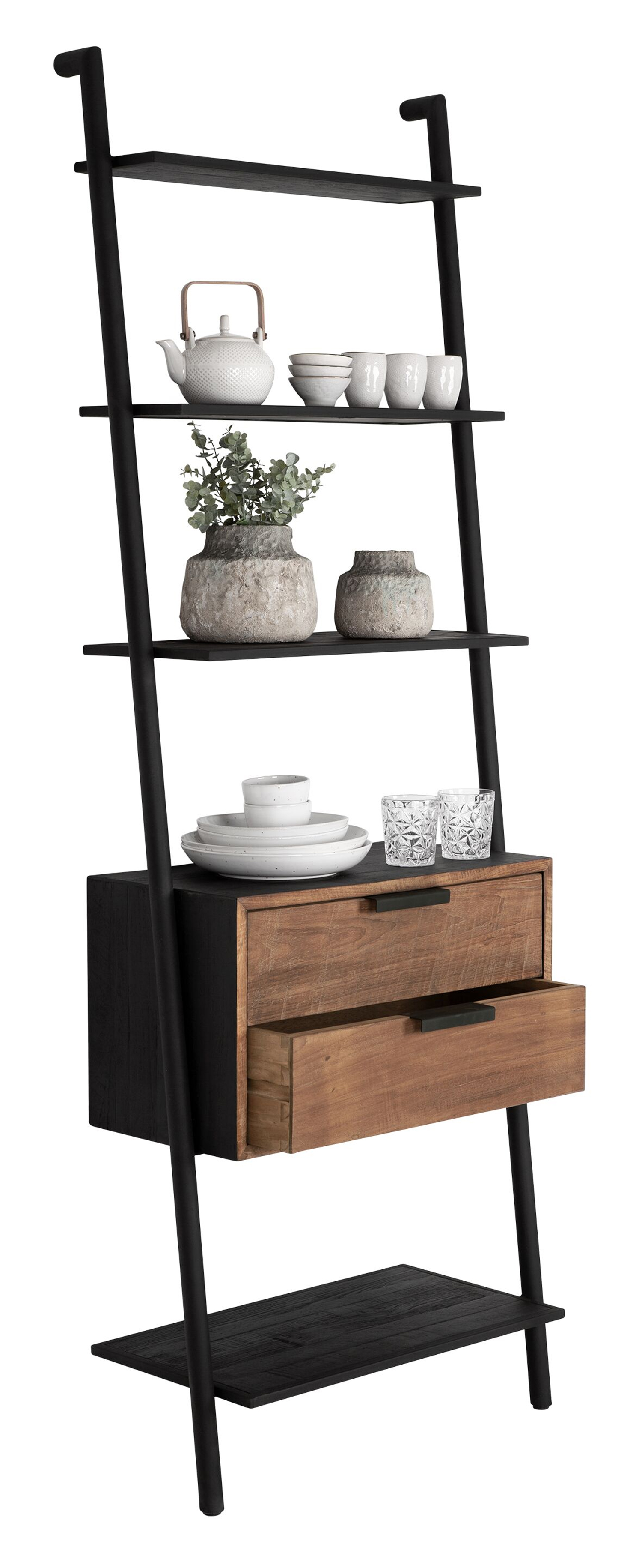 Wandregal Regal Cosmo H 200 cm recyceltes Teakholz