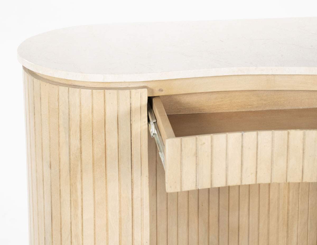 Schreibtisch Mari 129 x 60 cm Mangoholz hellbraun Marmor