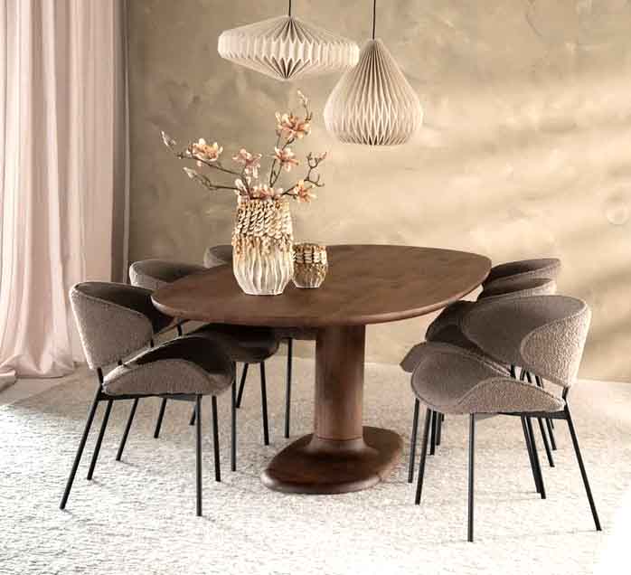 Esstisch Coco oval 180 x 110 cm Mango Massivholz hellbraun