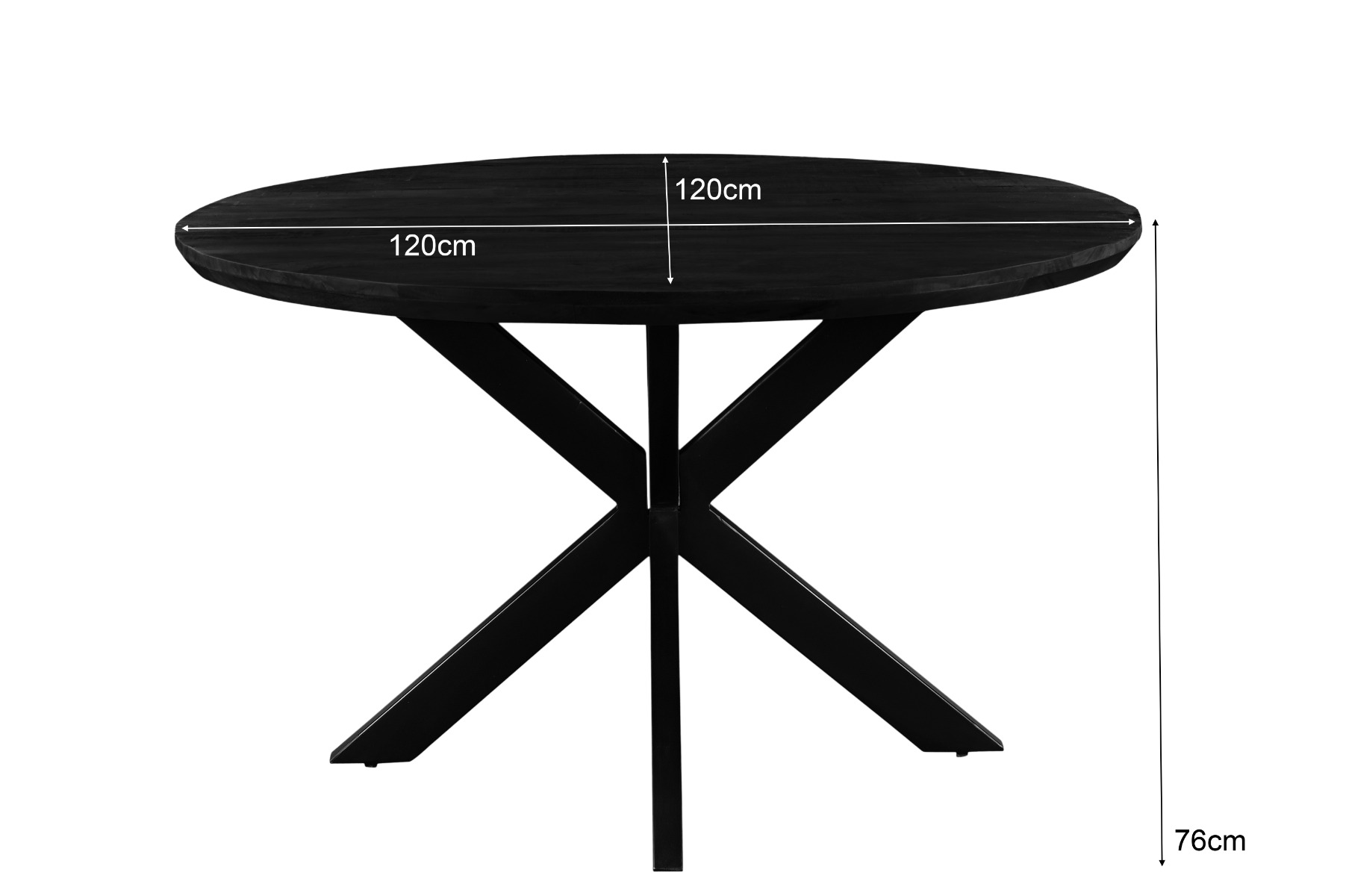 Esstisch Jesper rund Ø 120 cm Mangoholz schwarz